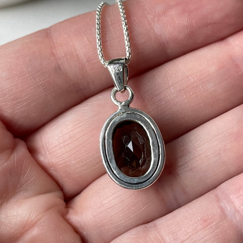 Sterling Silver Faceted Smoky Quartz Pendant