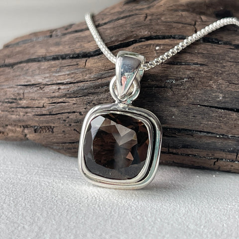 Sterling Silver Faceted Smoky Quartz Pendant