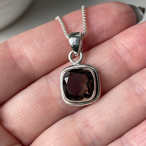 Sterling Silver Faceted Smoky Quartz Pendant