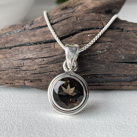 Sterling Silver Faceted Smoky Quartz Pendant
