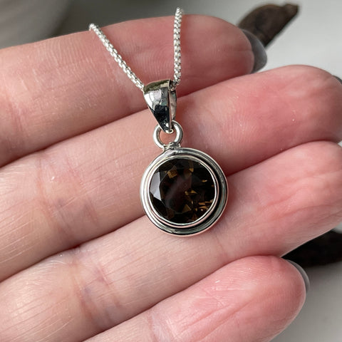 Sterling Silver Faceted Smoky Quartz Pendant