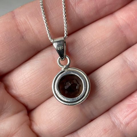 Sterling Silver Faceted Smoky Quartz Pendant