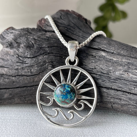 Shattuckite Sterling Silver Nautical Pendant