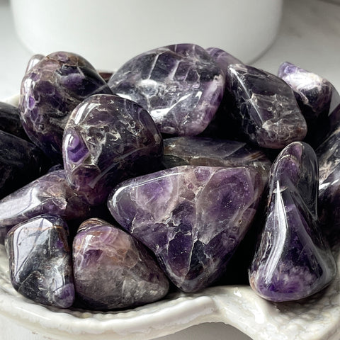 Chevron Amethyst Tumbled Stone - Dark