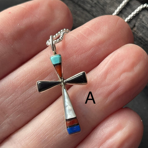Zuni Artist Kristina Bowannie Made Medium Inlay Cross