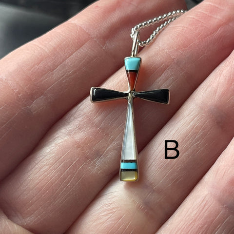 Zuni Artist Kristina Bowannie Made Medium Inlay Cross