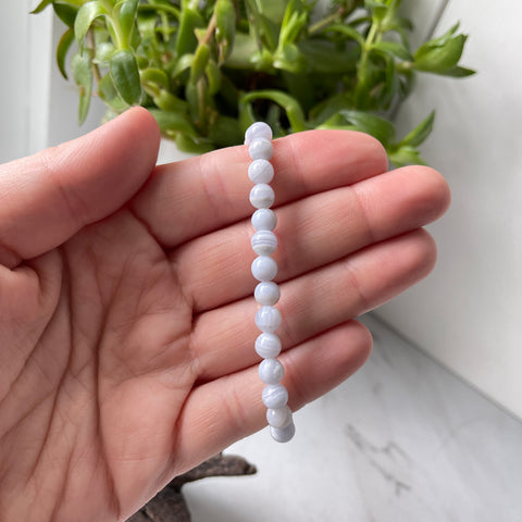 Pulsera de energía con piedras preciosas de ágata de encaje azul - 6 mm