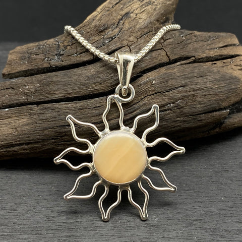 sterling silver shell sun necklace