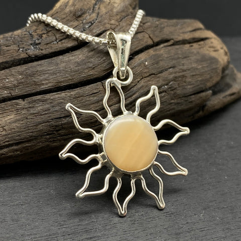 Sterling Silver Shell Sun Necklace