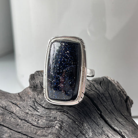 blue goldstone ring