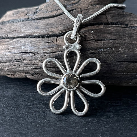 smoky quartz faceted sterling silver crystal necklace pendant