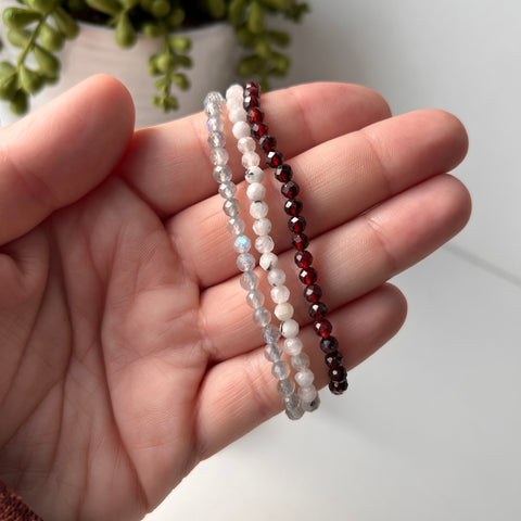 Winter Goddess Faceted Gemstone Bracelet Stack