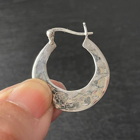 Sterling Silver Hammered Hoop Earrings