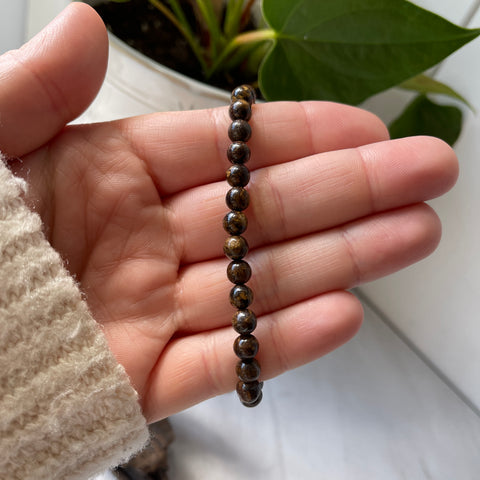 Pulsera de energía con piedras preciosas de broncita - 6 mm
