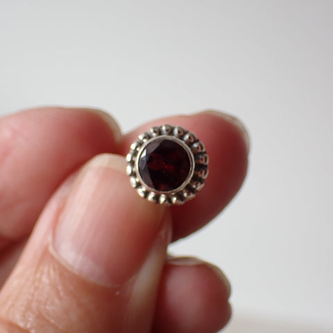 Sterling Silver Faceted Garnet Stud Earrings