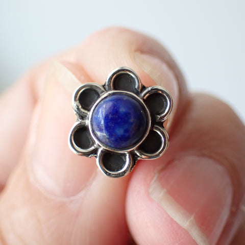 Lapis Sterling Silver Flower Stud Earrings