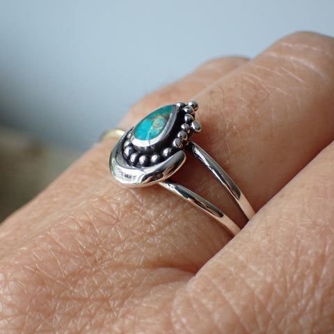 Sterling Silver Turquoise Moon Ring