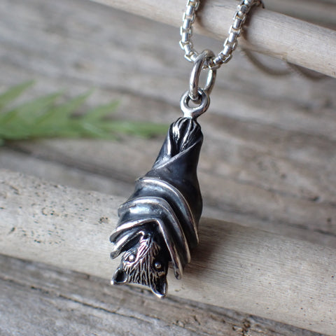 Sterling Silver Sleeping Bat Charm