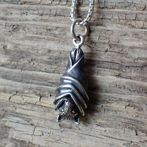 Sterling Silver Sleeping Bat Charm