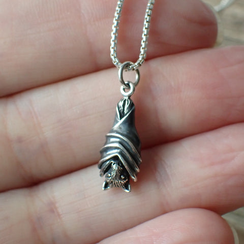 Sterling Silver Sleeping Bat Charm