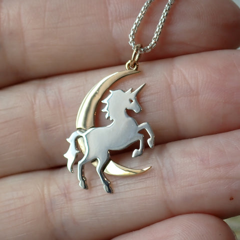 ♻️Recycled Sterling Silver Mixed Metal Unicorn Necklace