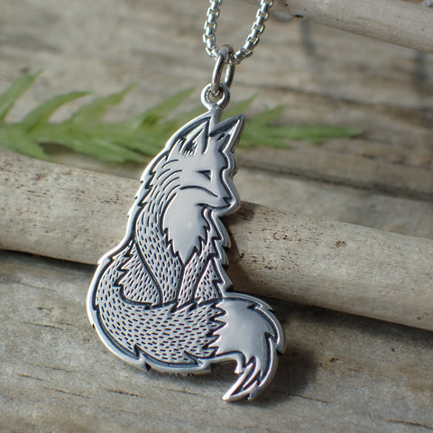 ♻️ Recycled Sterling Silver Fox Charm Necklace