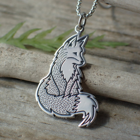 ♻️ Recycled Sterling Silver Fox Charm Necklace