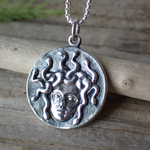 ♻️ Recycled Sterling Silver Medusa Coin Charm Necklace