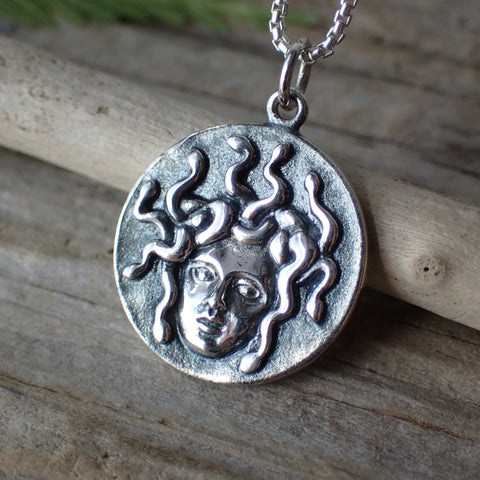 ♻️ Recycled Sterling Silver Medusa Coin Charm Necklace