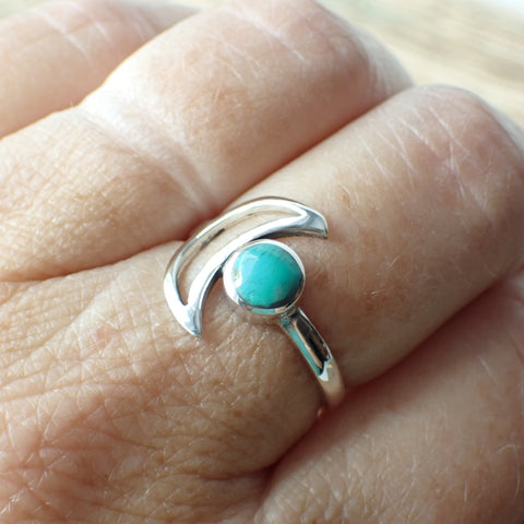 Sterling Silver Turquoise Crescent Moon Ring