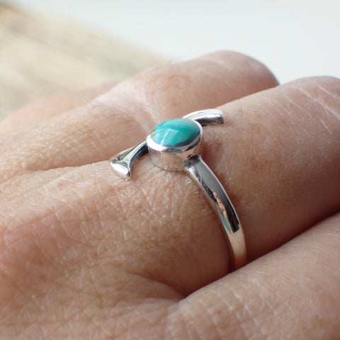 Sterling Silver Turquoise Crescent Moon Ring