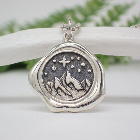 Sterling Silver Mountain Wax Seal Charm