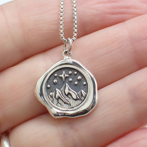 Sterling Silver Mountain Wax Seal Charm