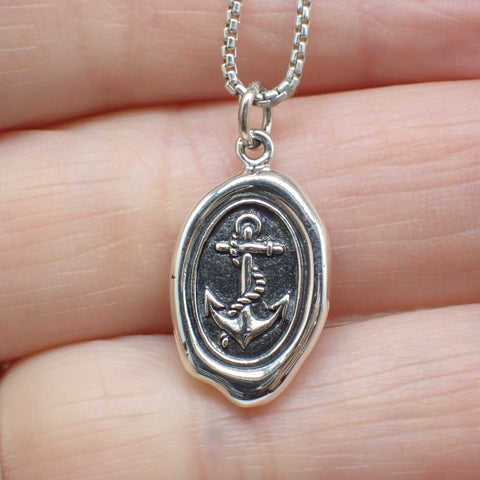 Sterling Silver Anchor Wax Seal Charm