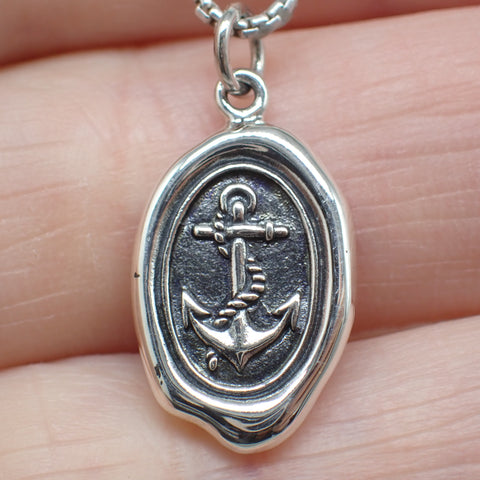 Sterling Silver Anchor Wax Seal Charm