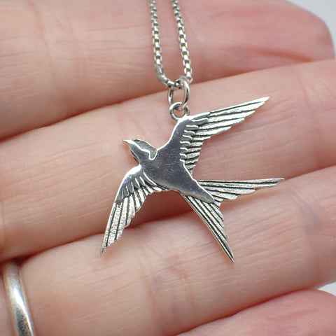 Sterling Silver Swallow Pendant