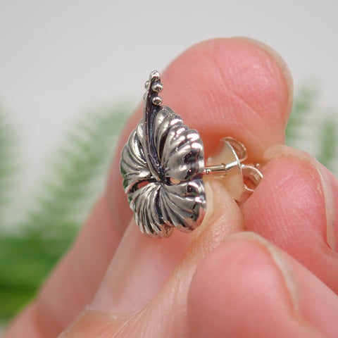 Sterling Silver Hibiscus Post Earrings