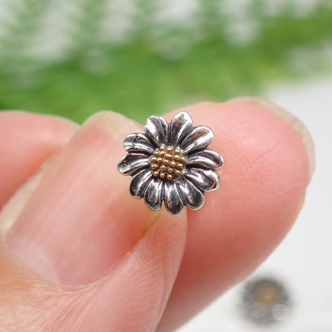 Tiny Mixed Metal Daisy Post Earrings