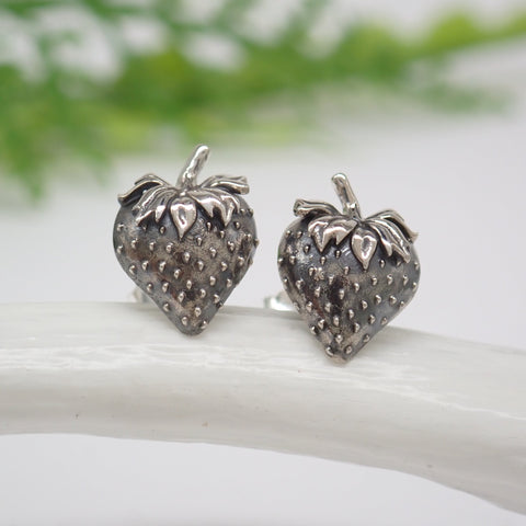 Sterling Silver Strawberry Post Earrings