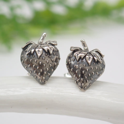 Sterling Silver Strawberry Post Earrings