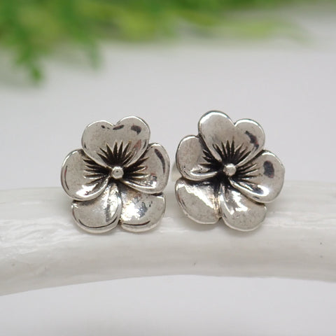 Sterling Silver Pansy Post Earrings