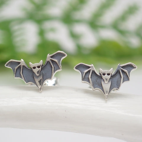 sterling silver bat stud post earrings