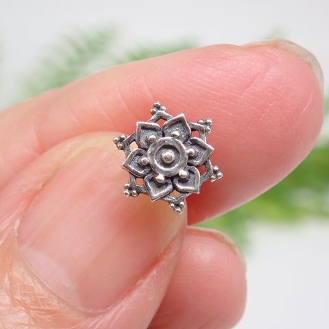 Sterling Silver Mandala Stud Earrings