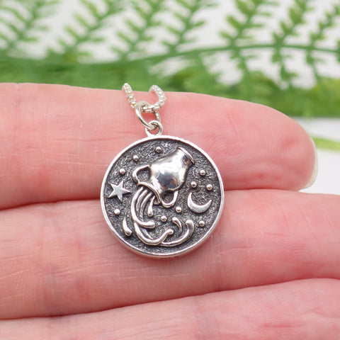 Sterling Silver Astrology Aquarius Pendant