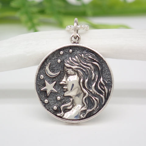 Sterling Silver Astrology Virgo Pendant 