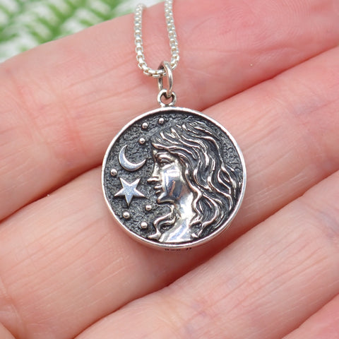 Sterling Silver Astrology Virgo Pendant 