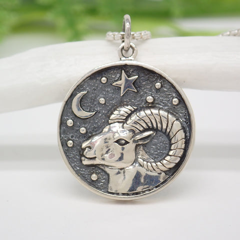 Sterling Silver Astrology Aries Pendant