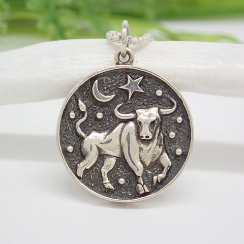 Sterling Silver Astrology Taurus Pendant