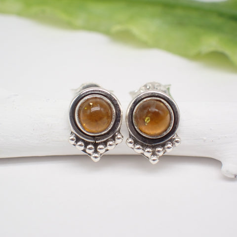 Amber Sterling Silver Stud Earrings