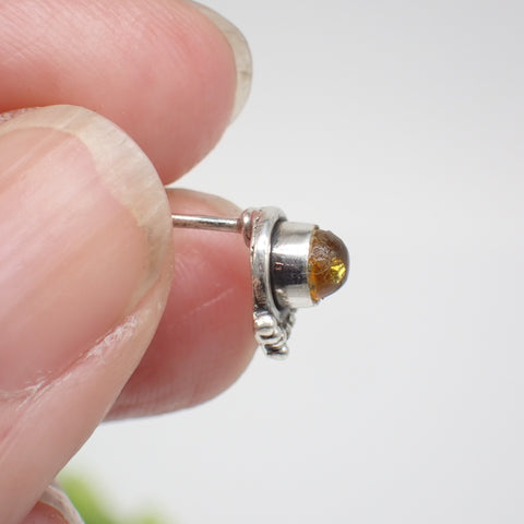 Amber Sterling Silver Stud Earrings